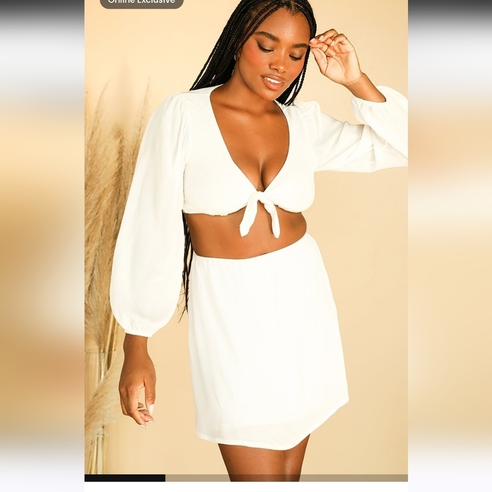 Dippin Daisy’s Marla Dress White Cutout Tie Front Mini Dress NWT XL - Picture 2 of 16